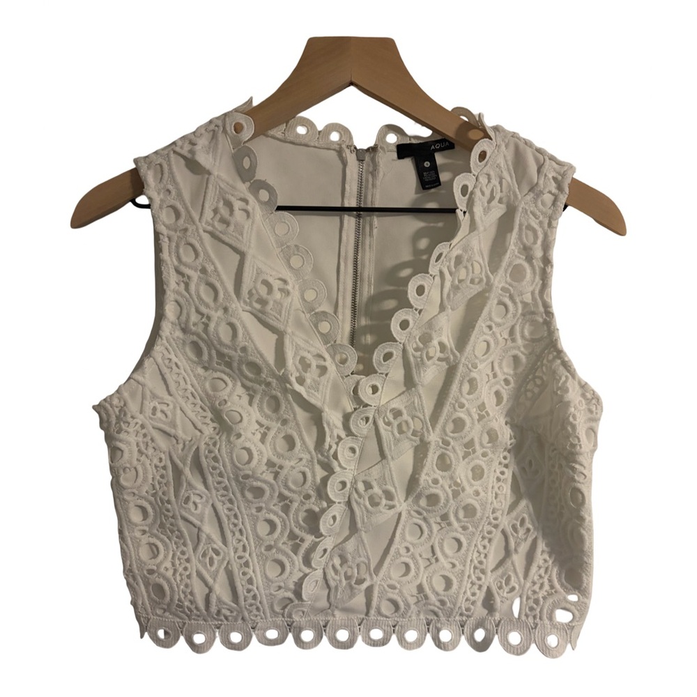 Aqua Eyelet Lace Top and Mini Skirt